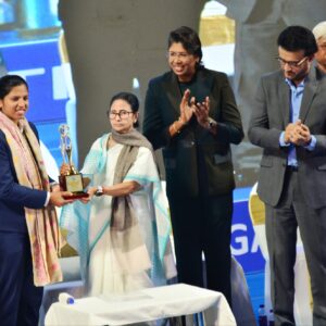 Richa Ghosh felicitated by CM Mamta Banerjee