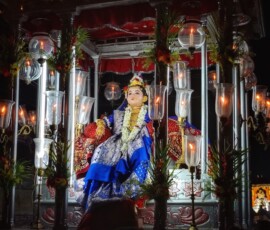 A young unmarried girl, beautifully dressed as Radha, is seated before the deity in the procession / Photo: Rajarshi Ganguly